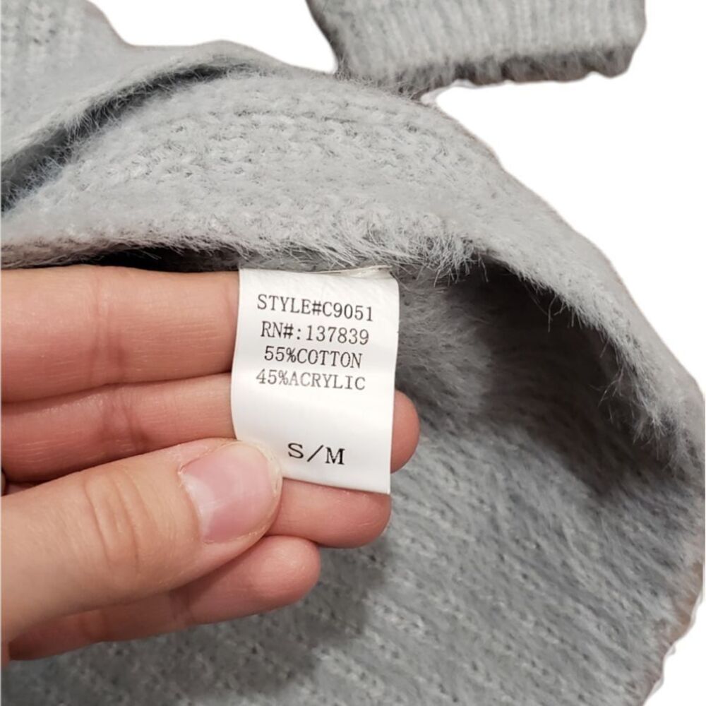 Debut Gray Fuzzy Knit Faux Wrap Sweater S - Picture 3 of 4